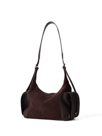 Vintage Boston Bag With Frosted Cowhide And Large Capacity Shoulder Bag