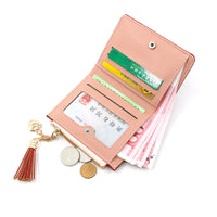 Short Style Women's Zipper Purse Solid Color Tassel Simple