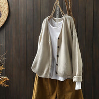 Retro Artistic V-Neck Knitted Sweater Coat