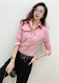 Solid Color Long-sleeved Shirt Women's Younger Shirt