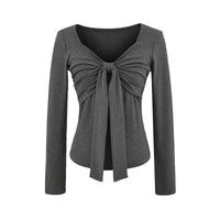 Bow Tie Inner Long Sleeve Women's Slim Base Shirt