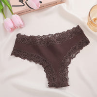 Rib Cotton Underwear Lace Sexy Pure Mid-waist French Style Women's Briefs
