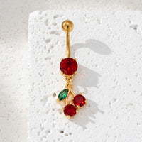 Special Interest Light Luxury High-grade Zircon Cherry Belly Ring Pendant
