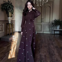 Womens Fashionable Loose-Fit Long-Sleeve Printed Dress