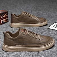 Men's Shoes Spring New Versatile Black Casual Leather