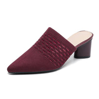 Pointed Toe Toe Cap Sandals Chunky Heel High Heels