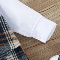 Baby Boy Gentleman Jumpsuit Spring And Autumn Fashion Plaid Fake Vest