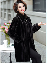 Stand-up Collar Thick Imitated Mink Coat Winter