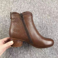 Winter Soft-soled Anti-slip Chunky Heel Warm Fleece-lined Cold-proof Boots