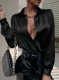 Women's Shirt Satin Silk-like Long Sleeve