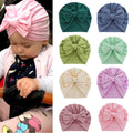 Hooded Hat with Bowknot Wrapped Turban Solid Color Hat