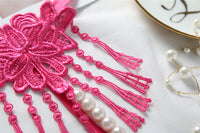 Women's Tassel Pearl Open-end Embroidered Underwear