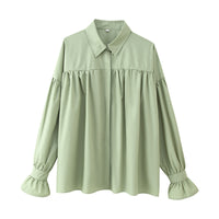 Casual Loose Shoulder Lantern Long Sleeve Shirt