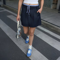 Plaid Patchwork Lace-Up A-Line Skirt For Women