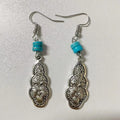 Retro Exquisite Carved Embedded Turquoise Earrings