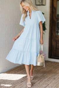 Women's Fashionable Printed Tiered Short-Sleeve Dress