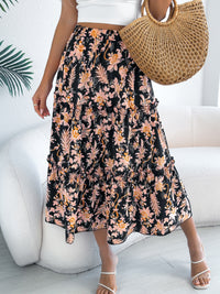 Ladies' Fashion Casual Floral Mid-length Skirt