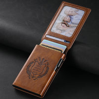 Oil-wax Grain Glossy Full-wrap Leather Card Holder