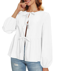 Autumn Loose Sweet Lace-up Shirt Sexy Strappy