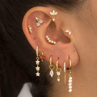 European And American Fashion Fruit S925 Silver Needle Geometric Light-Luxury Pearl Pendant Set