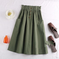 Women's Cotton-linen Utility Skirt With Pockets