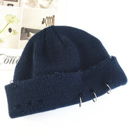 Personality Hoop Hole Wool Knitted Warm Hat