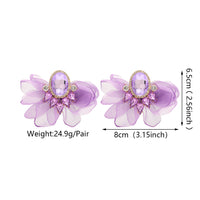 Handmade Coloful Glass Chiffon Flower Stud Earrings For Women Bold Fashion Jewelry Party Prom Vacation