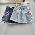 Lace Lace Band Bow High Waist Slimming A- Line Skirt