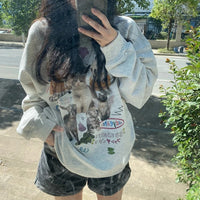 Milk Cat Printed Sweatshirt Autumn Winter Long Sleeve Fashio