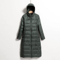 Lightweight Hooded Long Below-the-knee Slim-fit Coat