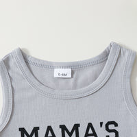 Infant Toddler Letter Printed Sleeveless Top Plaid Shorts Two-piece Set