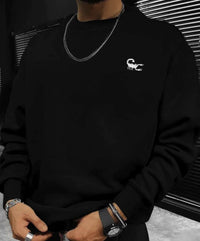 Men's Autumn Leisure Coat Cotton Terry Long-sleeved Sweater Street Solid Color Round Neck Sweater