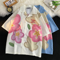 Summer Thin Couple Casual Printed Short Sleeves Shirt