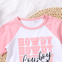 Children Girls' Contrast Color Letter Denim Printing Suit