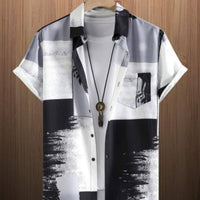 Men's Striped Short Sleeve Shirt Comfort And Casual