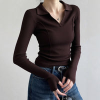Womens Fashionable Vintage Slim-Fit Knit Sweater