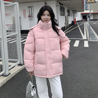 Short Cotton Jacket Women's Warm Hooded Windproof Cotton-padded Jacket