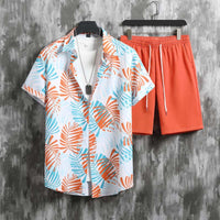 Men's Micro-elastic Lightweight Casual Short-sleeved Shorts Suit