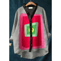 Women's Loose Print Crew Neck Casual Plus Size Shirt