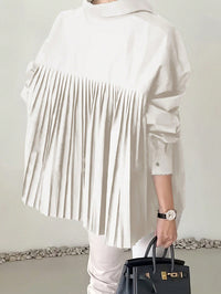 Loose Ruffled Asymmetrical Niche Blouse With Flared Hem