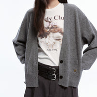 Korean-style Simple Solid-color V-neck Two-button AutumnWinter New Knitted Cardigan