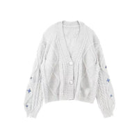Sweater Cardigan Coat Embroidery Casual Knitting