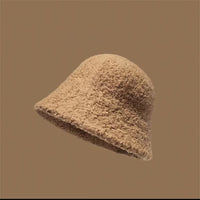 Face-flattering Solid-color Warm Bucket Hat