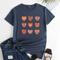 Women's Fashion Letter Print Cotton Round Neck Short Sleeve