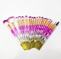 20 fiber eye group suit multicolor eye shadow set brush plating plastic handle beauty tools
