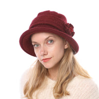Fashion Knitted Thicken Warm Mother Hat Flower Fashion Female