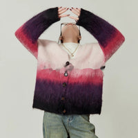 Casual V-neck Gradient Mohair Knitted Top