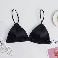Satin Triangle Cup, String Deep V Sling, Adjustable Shoulder Strap Bra