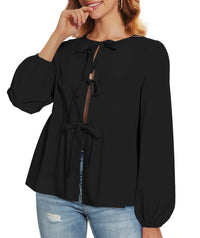 Autumn Loose Sweet Lace-up Shirt Sexy Strappy