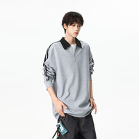 Half-zip Hoodie For Men Loose-fit Color-block Patchwork Casual